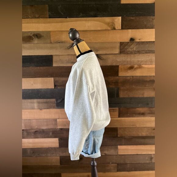 Vintage 90s Top Stitch Flower Bee Gingham Checkerboard Patch Crewneck Sweater - Picture 5 of 8